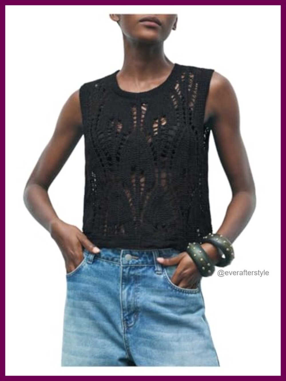 Crochet Knit Tank Top Sleeveless Summer Sweater Boho Cropped